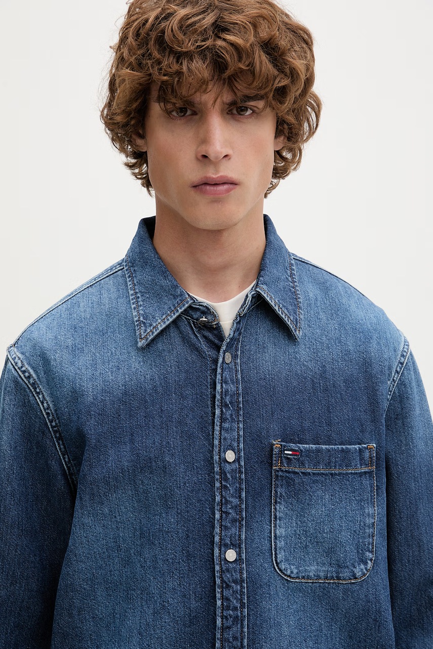 Tommy Jeans košeľa pánska rifľová