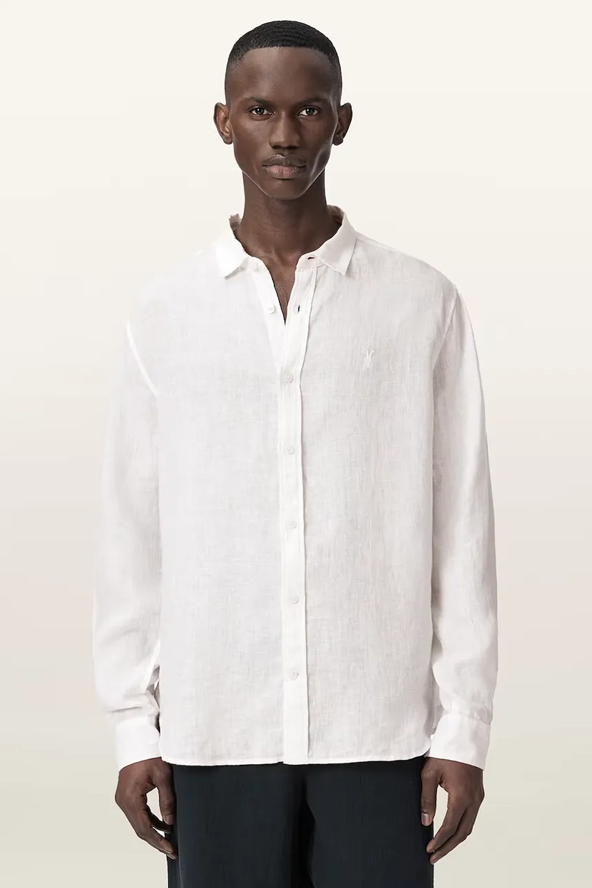 AllSaints cămașă pentru bărbați, din in LOOM