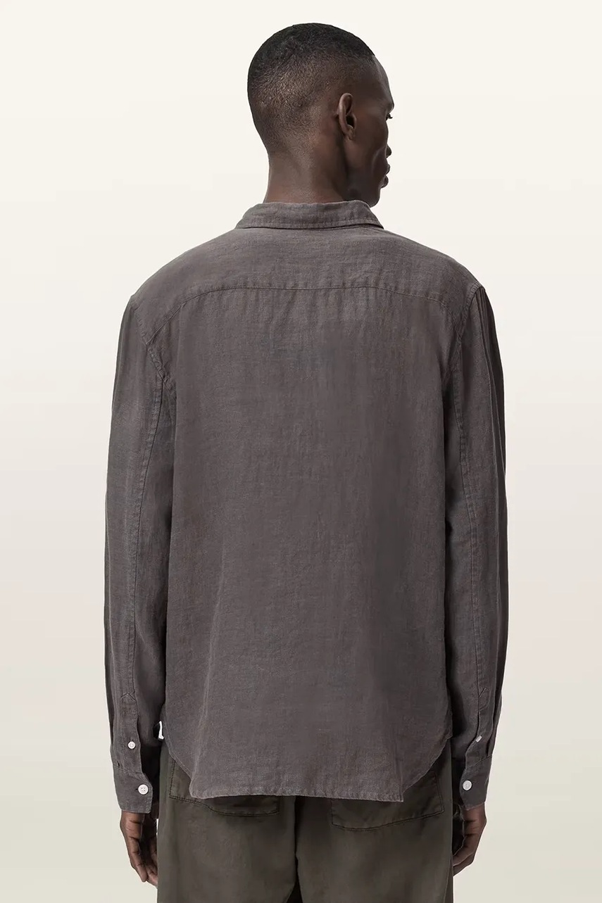 AllSaints košeľa pánska ľanová LOOM