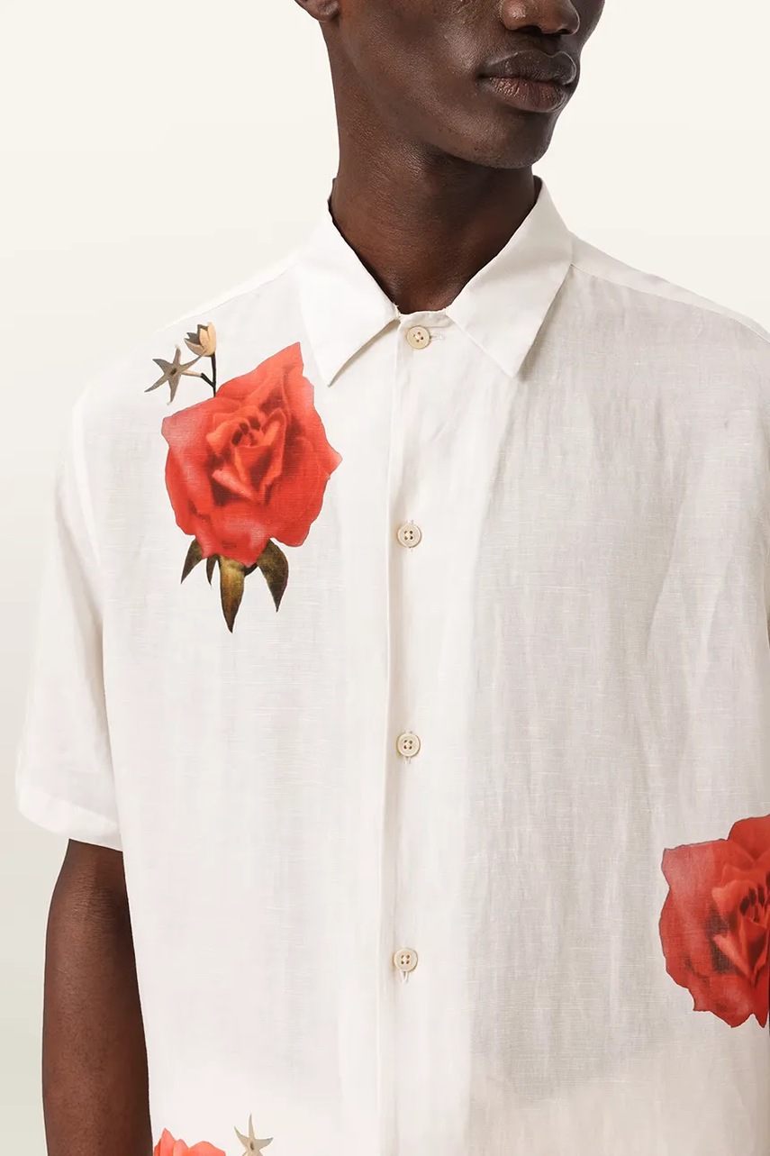 AllSaints košeľa pánska s ľanom FLEUR