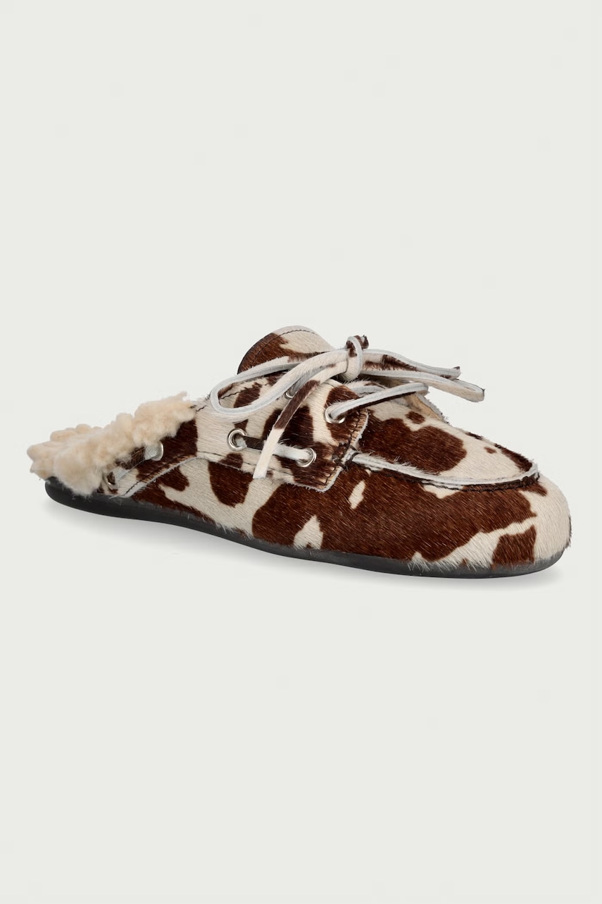 Posa παντόφλες Γυναικεία δερμάτινες Boat Loafer Mule Cow Print
