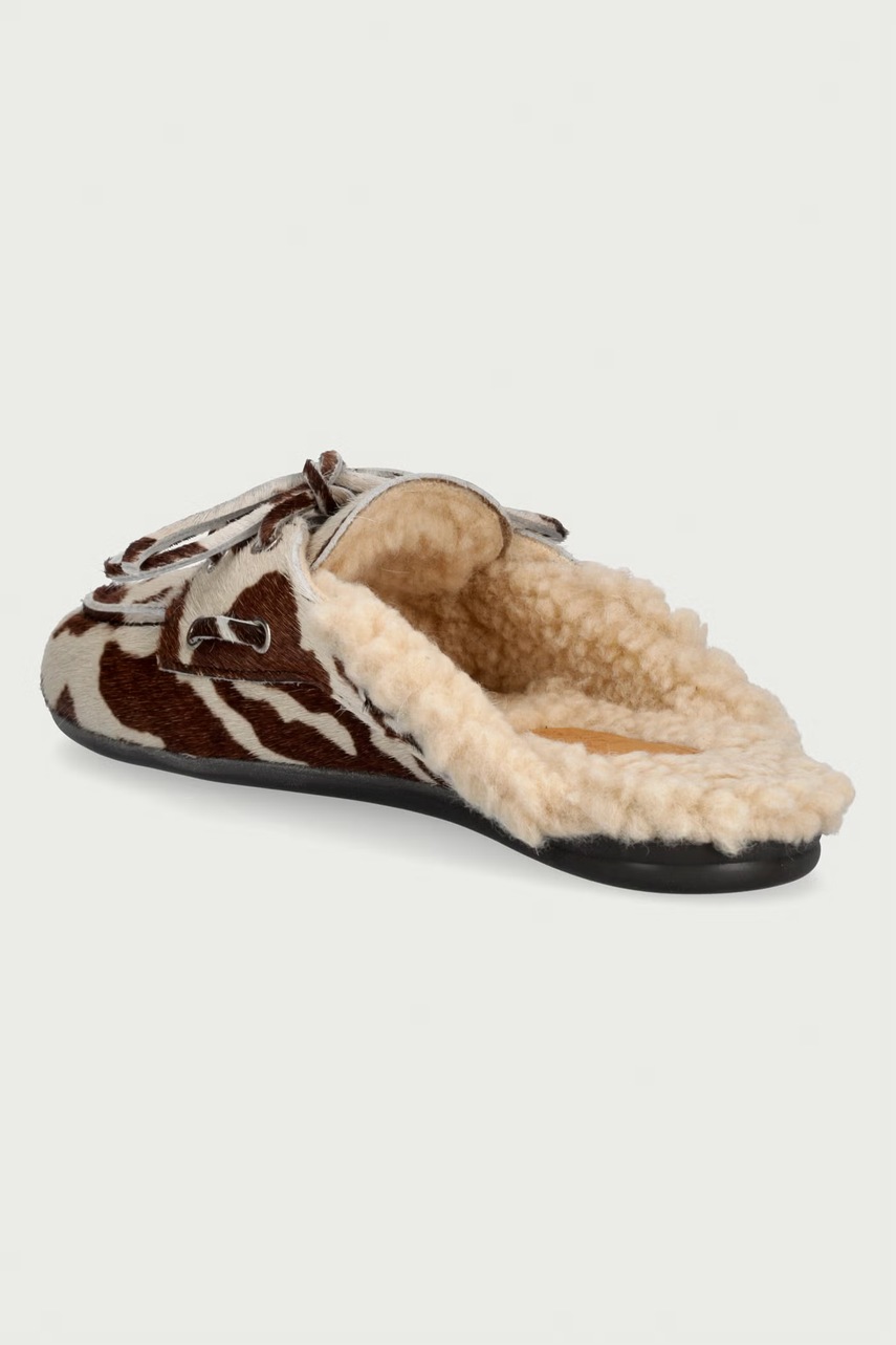 Posa Posa παντόφλες Γυναικεία δερμάτινες Boat Loafer Mule Cow Print - 3