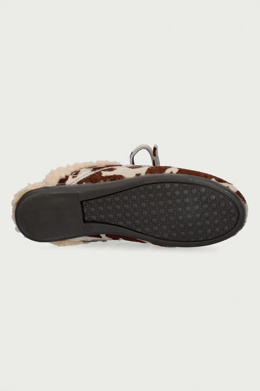 Posa Posa παντόφλες Γυναικεία δερμάτινες Boat Loafer Mule Cow Print - 5