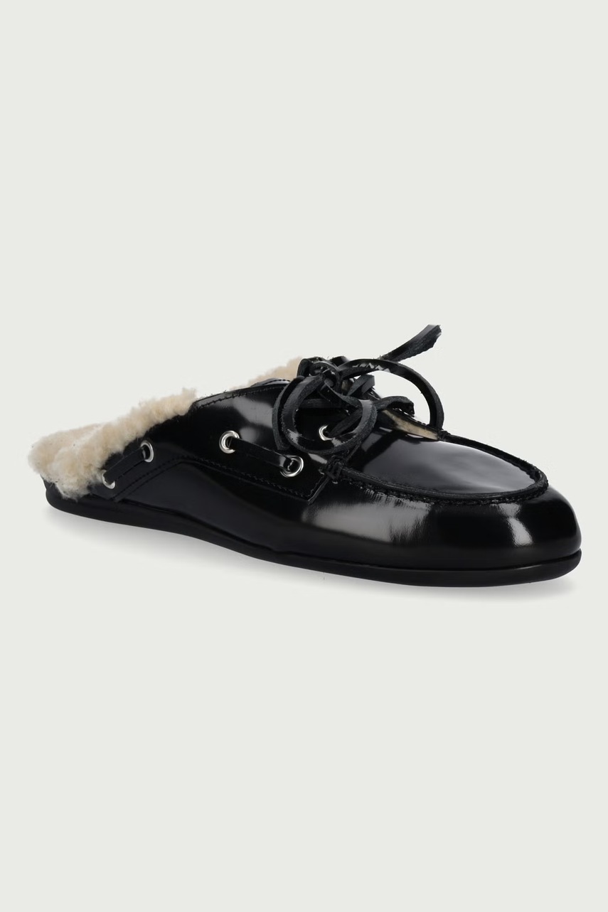 Posa  papuci de casă pentru femei din piele Boat Loafer Mule