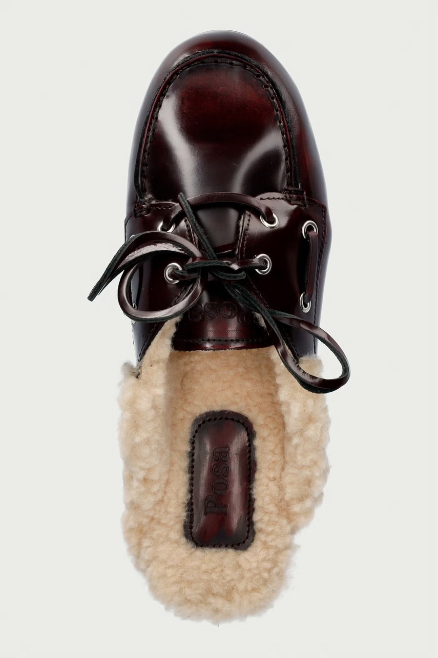 Posa Posa παντόφλες Γυναικεία δερμάτινες Boat Loafer Mule - 4