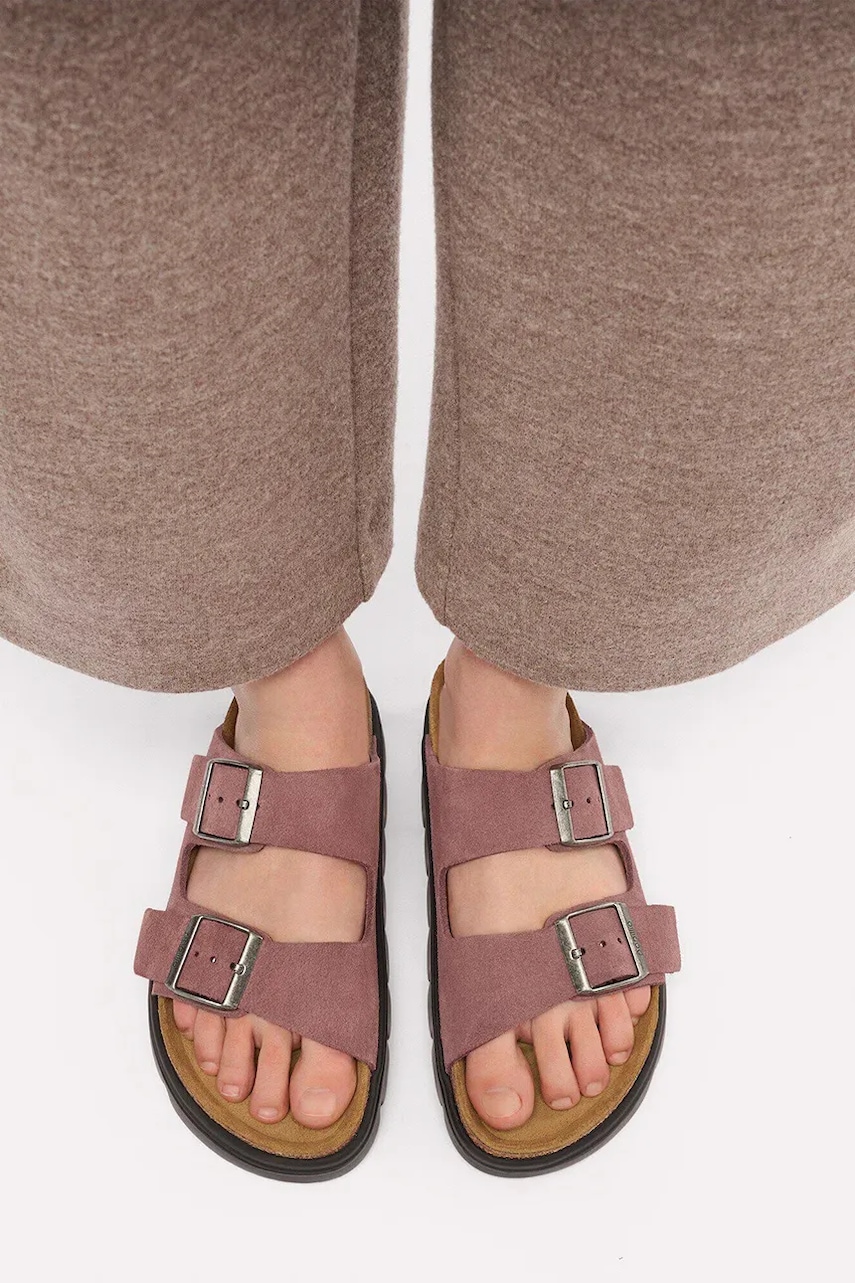 Dámske semišové šľapky Birkenstock x Papillio Arizona Chunky Suede Leather