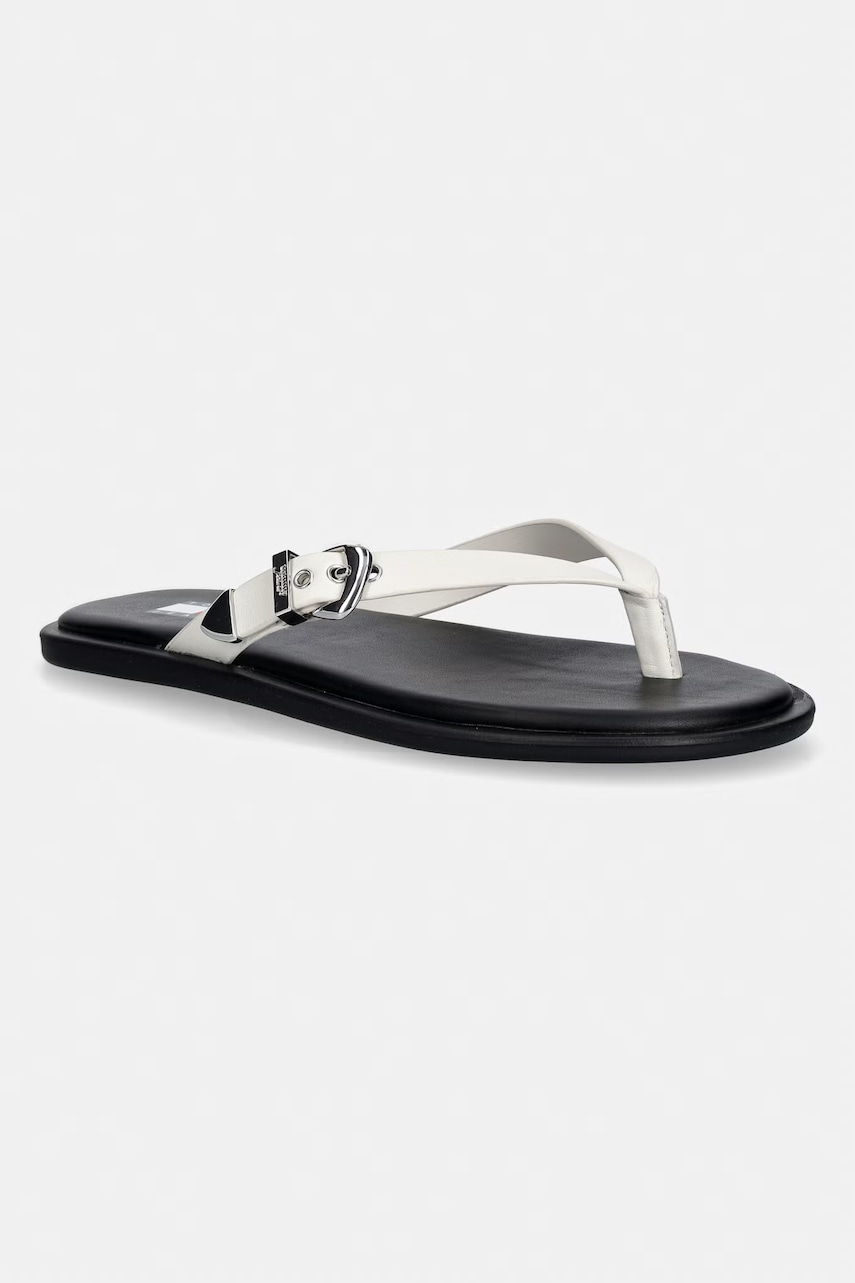 Levně Tommy Jeans žabky dámské kožené TJW FLAT LEATHER SANDALS