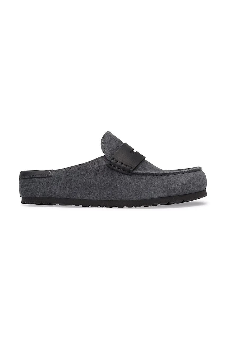 Birkenstock Naples Wrapped double stitch Mixed Leather klapki mules zamszowe