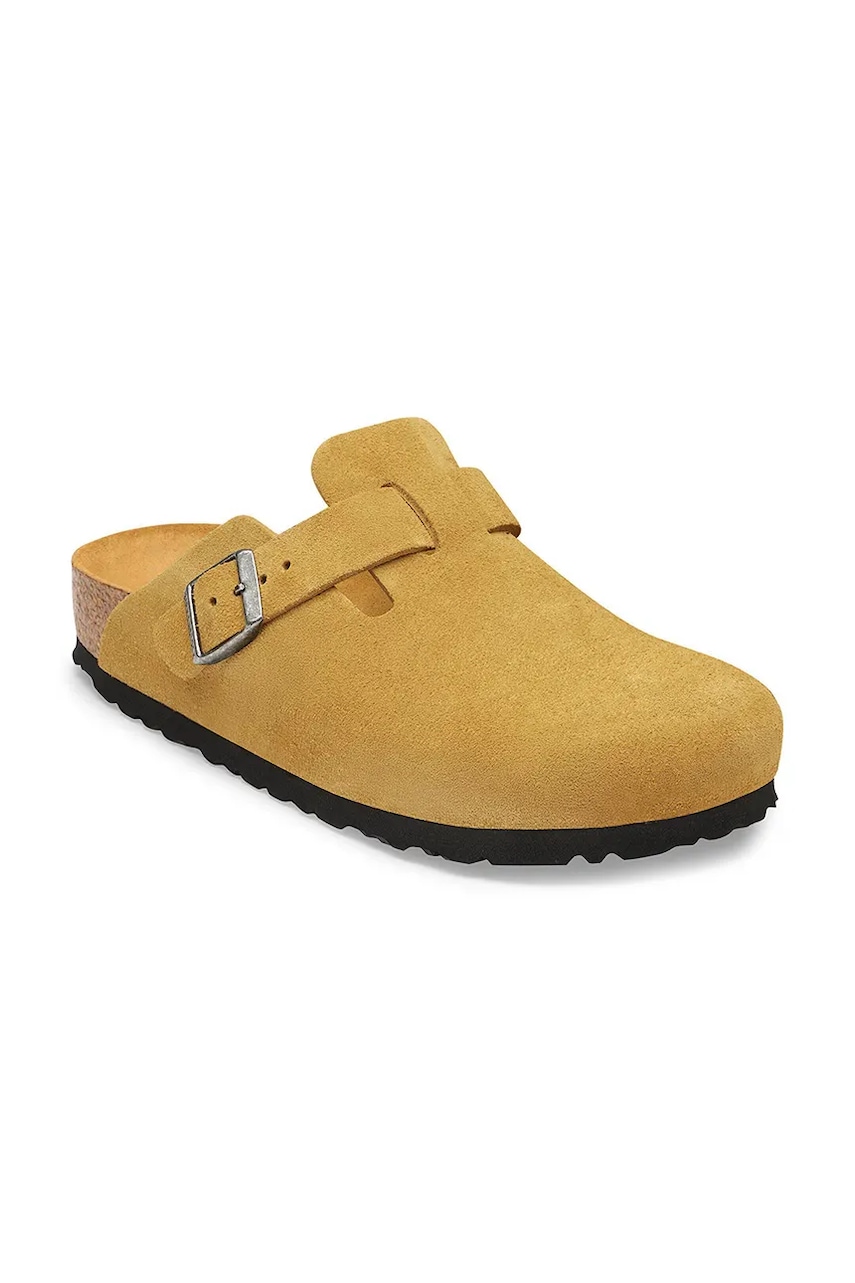 Birkenstock šľapky so zakrytými prstami semišové Boston Soft Footbed Suede Leather