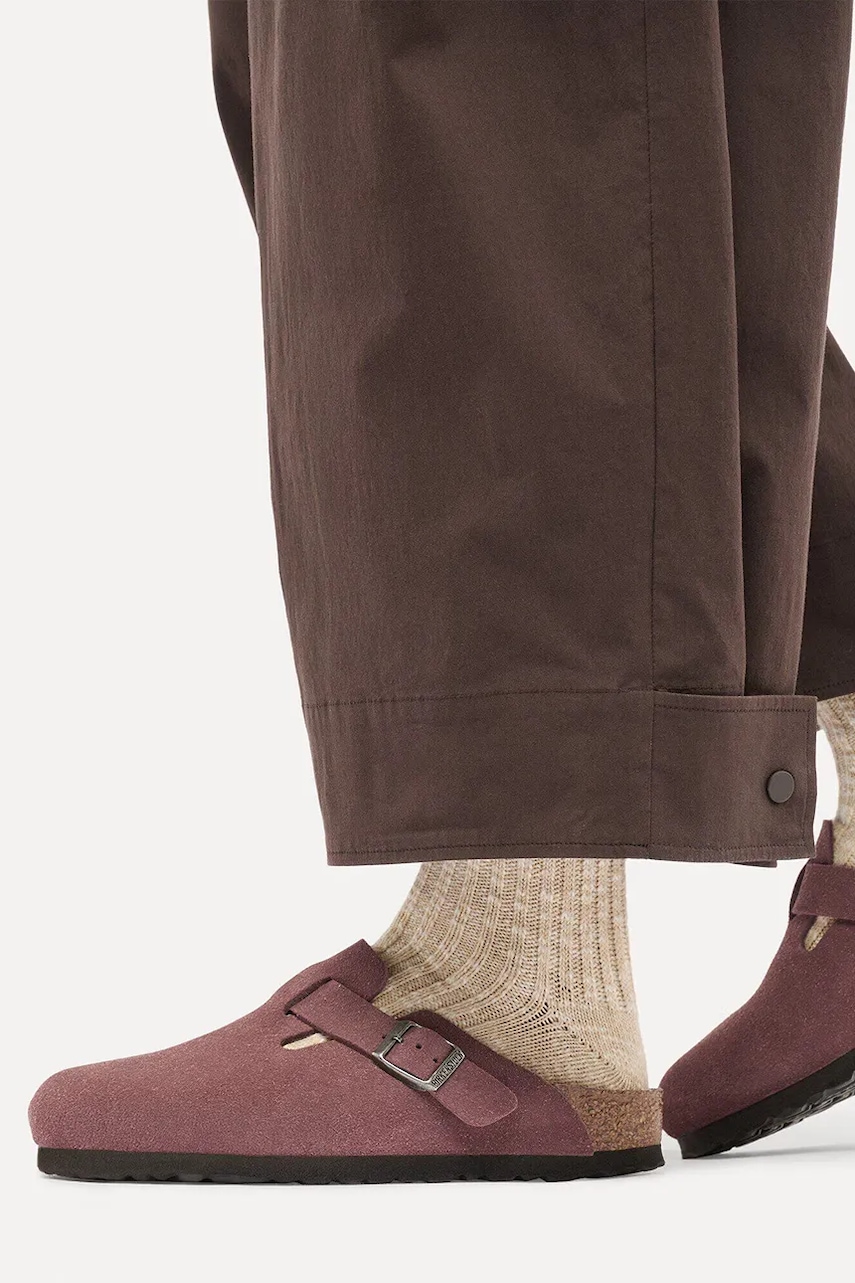 Birkenstock šľapky so zakrytými prstami semišové Boston Soft Footbed Suede Leather