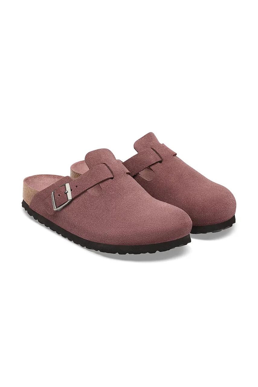 Birkenstock šľapky so zakrytými prstami semišové Boston Soft Footbed Suede Leather