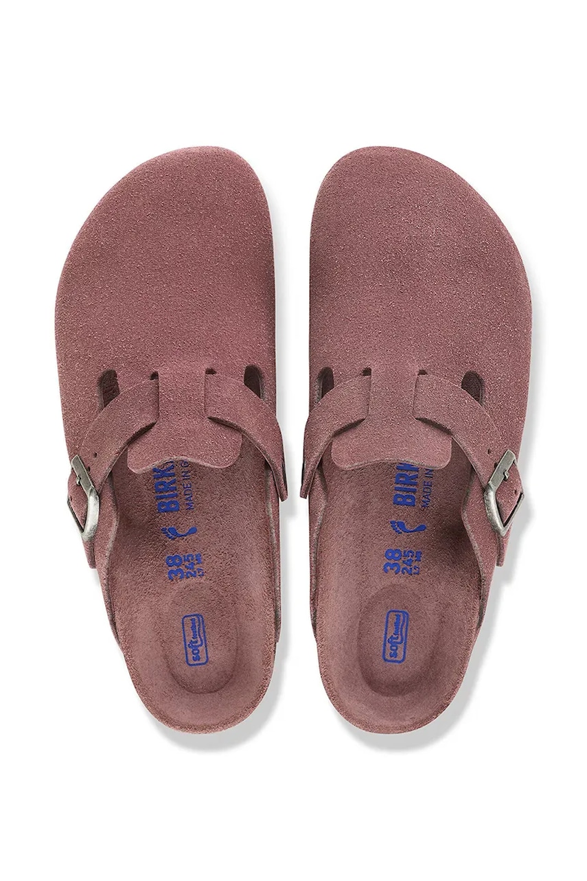 Birkenstock šľapky so zakrytými prstami semišové Boston Soft Footbed Suede Leather