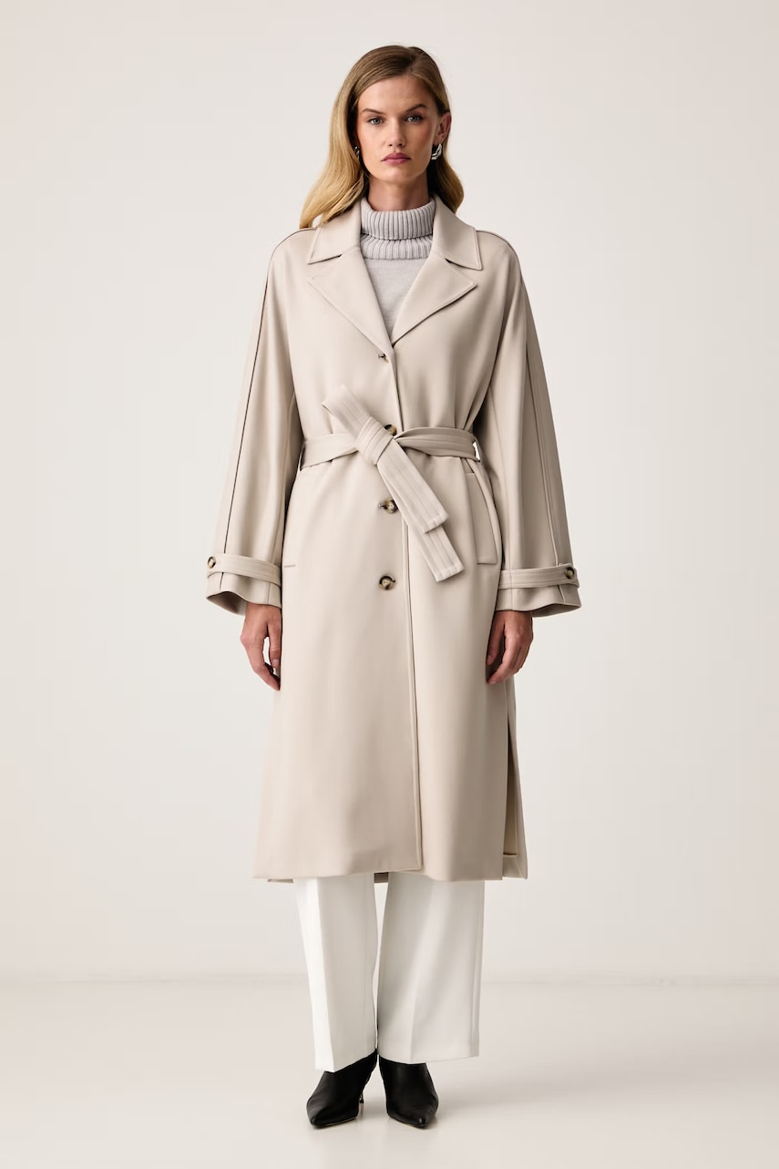 MM by Max Mara płaszcz damski z wiskozą MMLESPOSTO