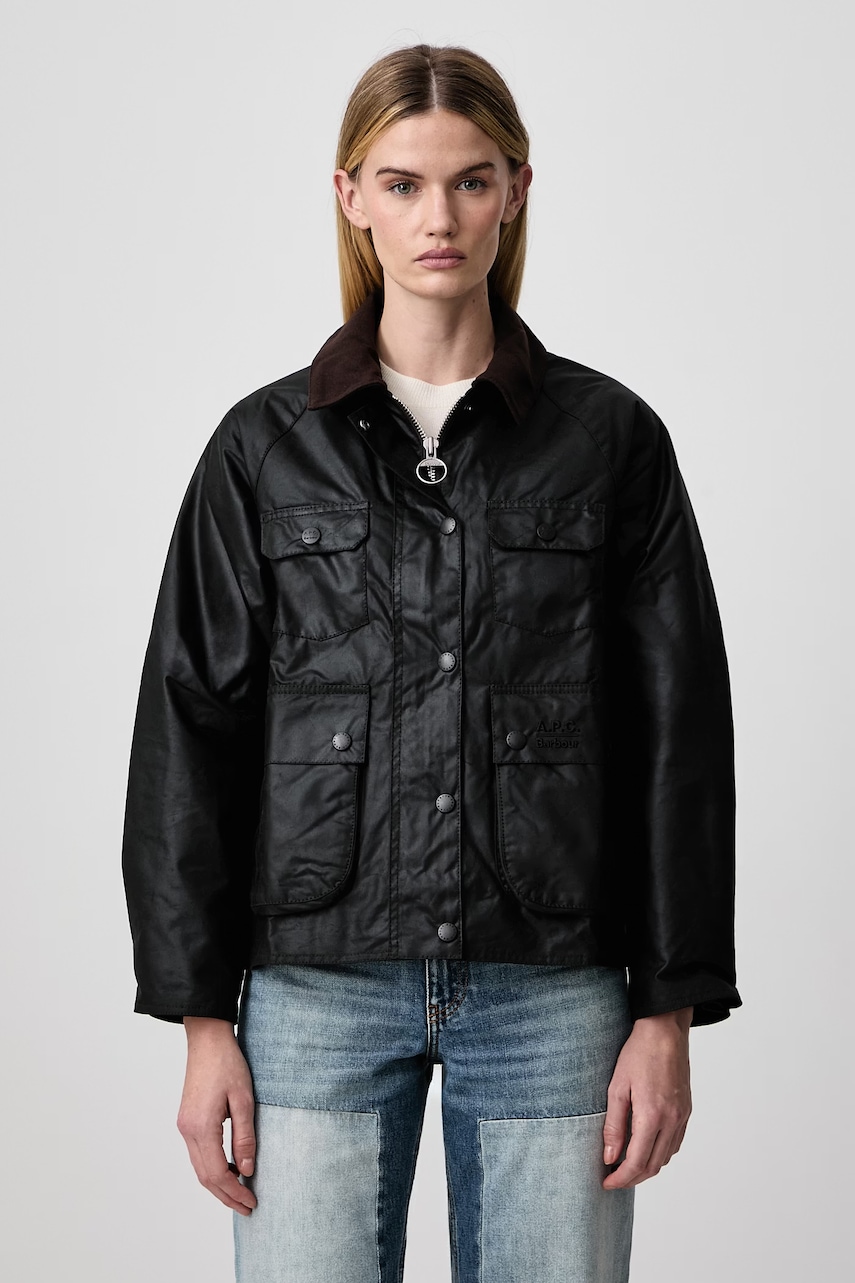Barbour x A.P.C jachetă scurtă pentru femei din cerut