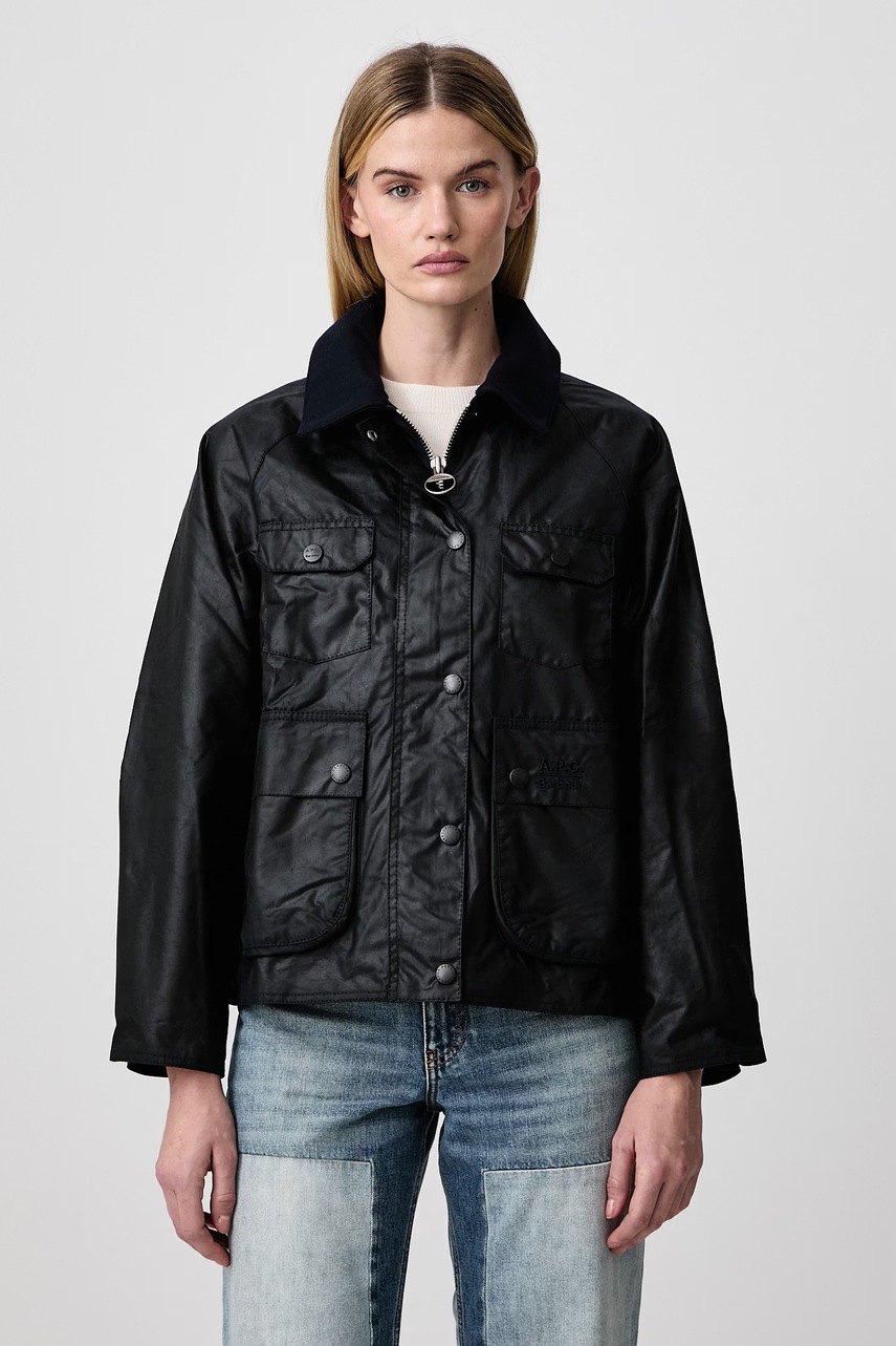 Barbour x A.P.C jachetă scurtă pentru femei din cerut