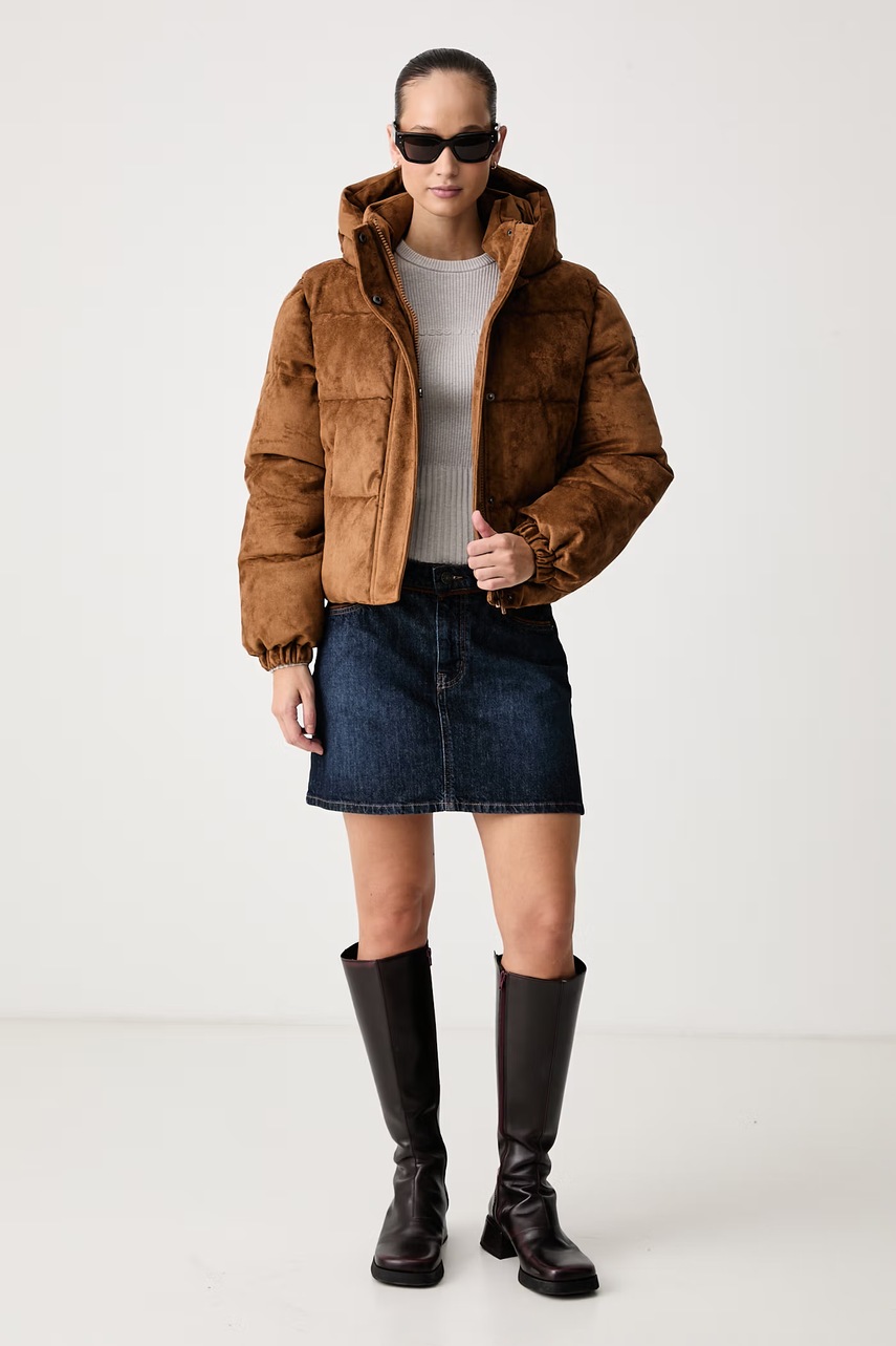 Guess Jeans  капитонирано яке дамско от кадифе