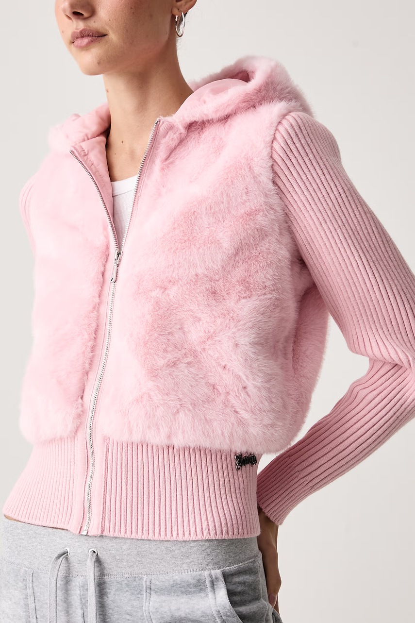 Juicy Couture Juicy Couture μεταβατικό μπουφάν γυναικείο NAILA CONTRAST FUR - 4