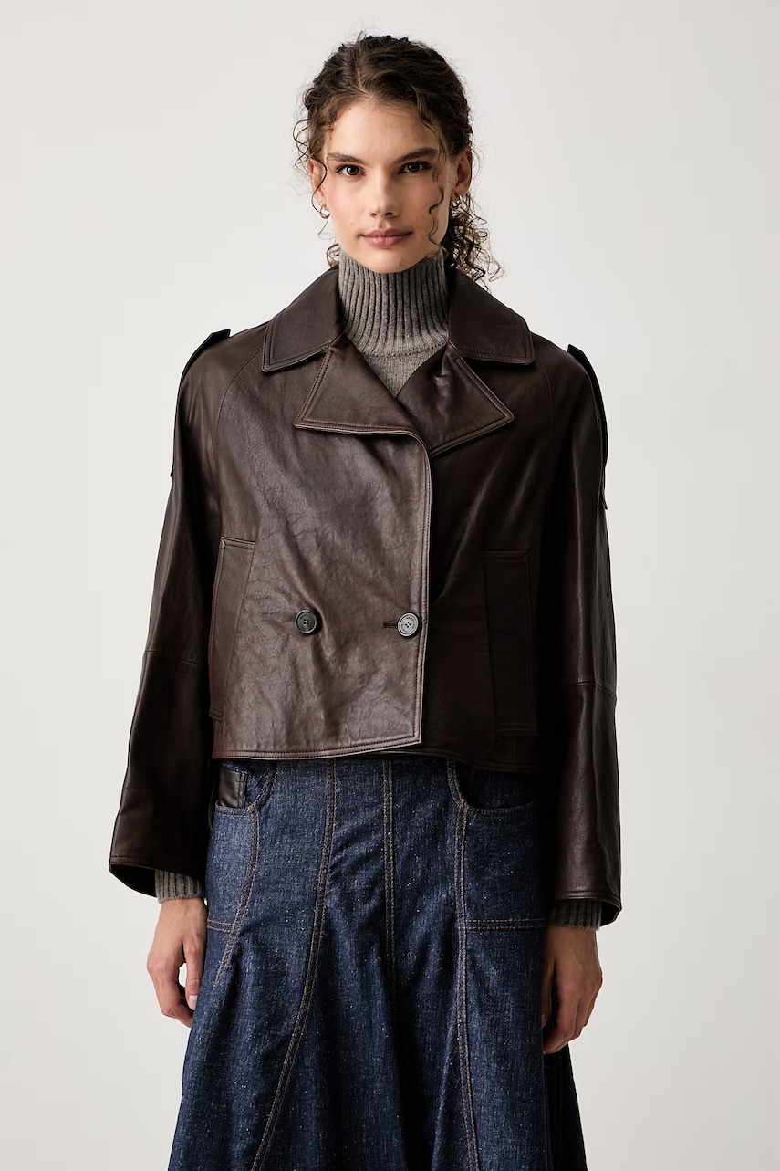 Weekend Max Mara  trenci scurt pentru femei din piele WKDFELINO
