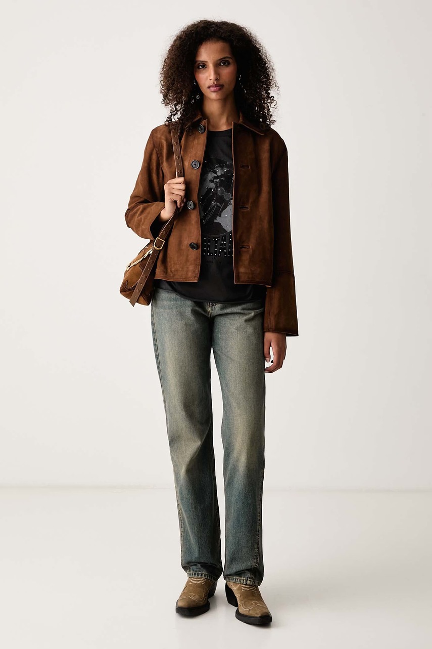Zadig&Voltaire μπουφάν γυναικείο δέρμα σουέτ LESSA