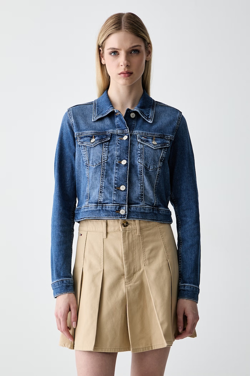 Tommy Jeans geacă de tranziție pentru femei din denim