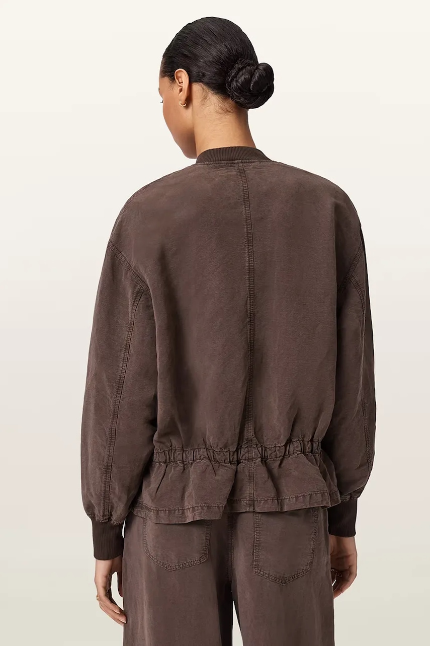 AllSaints bunda bomber dámska s ľanom SOFI