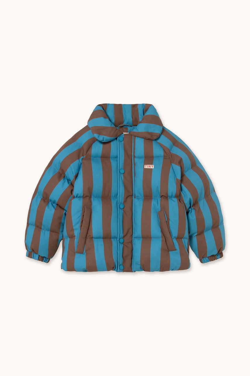 Tinycottons  капитонирано яке за деца от памук BLUE-CACAO STRIPES SHORT PADDED JACKET