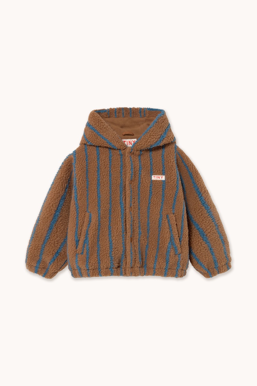 Tinycottons  суичър с цип и качулка за деца от полар LINES SHERPA HOODIE
