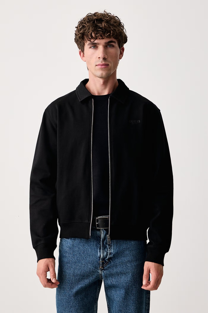 Guess  mikina na zips pánska s bavlnou