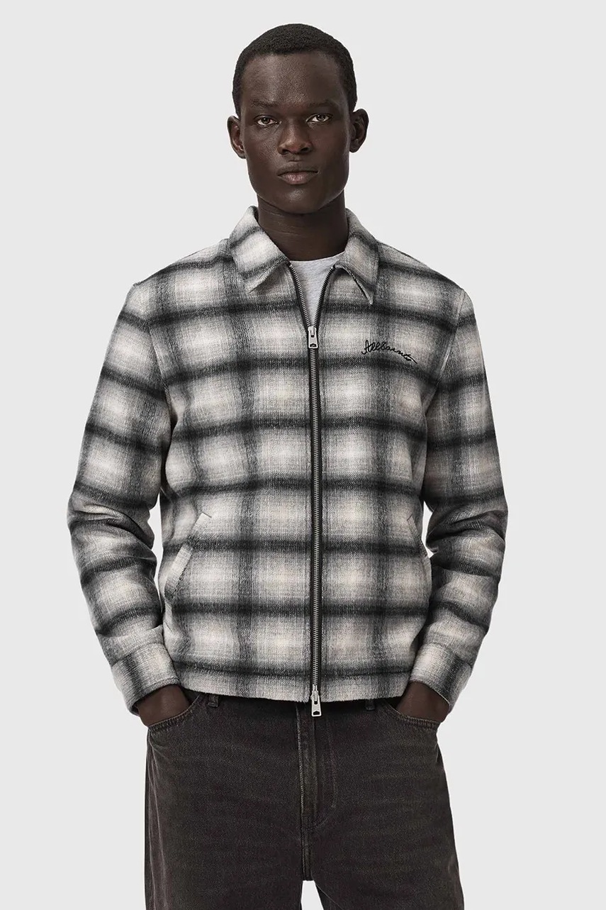 AllSaints  košeľová bunda pánska s vlnou CONDUCT JACKET