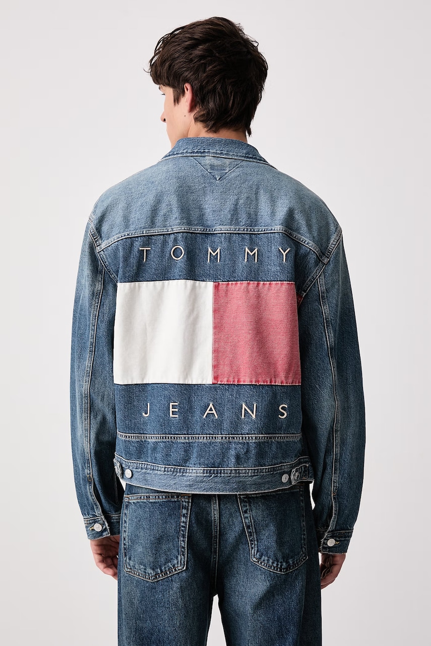 Tommy Jeans  džínsová bunda pánska bavlnená