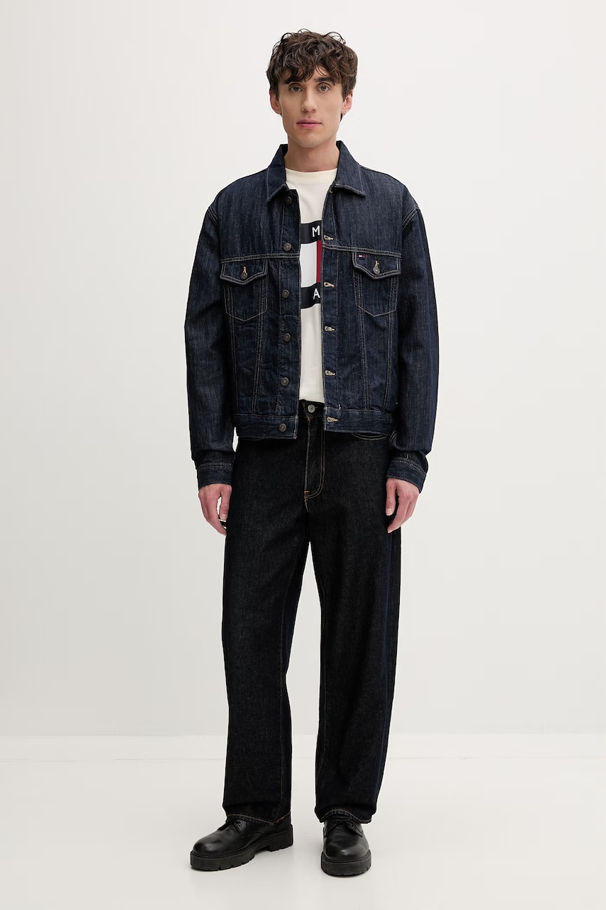 Tommy Jeans košeľová bunda pánska rifľová