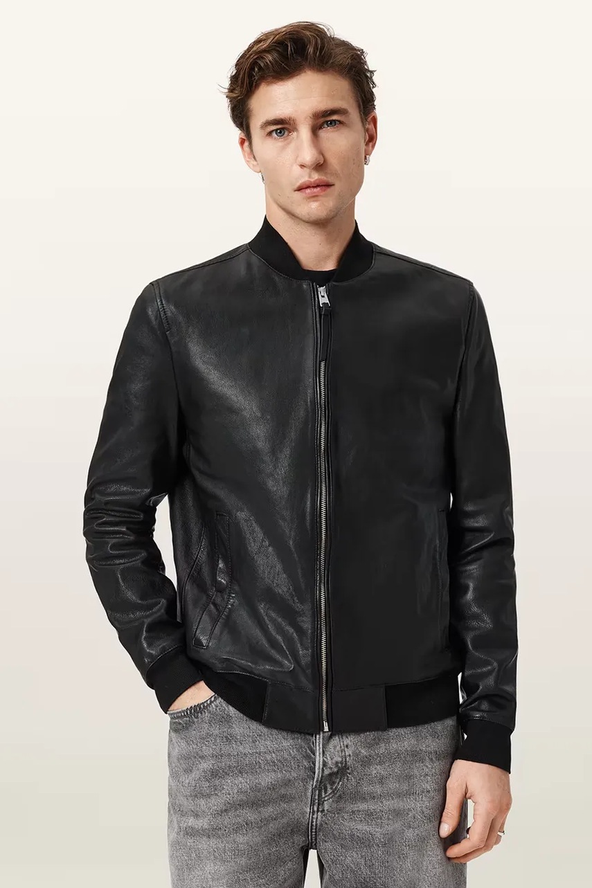 AllSaints bunda bomber pánska kožená MORTEN