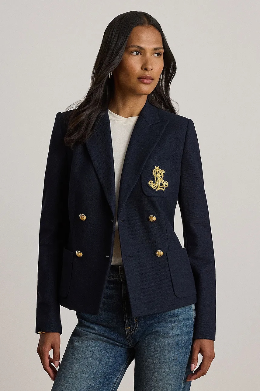 Lauren Ralph Lauren marynarka dwurzędowa bawełniana z elastanem