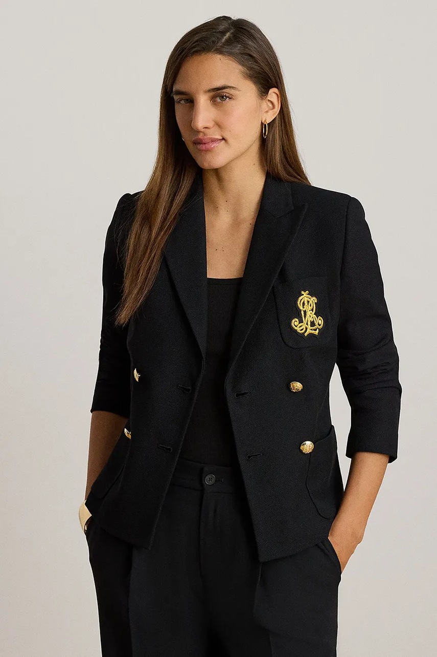 Lauren Ralph Lauren sacou cu două rânduri de nasturi din bumbac cu elastan
