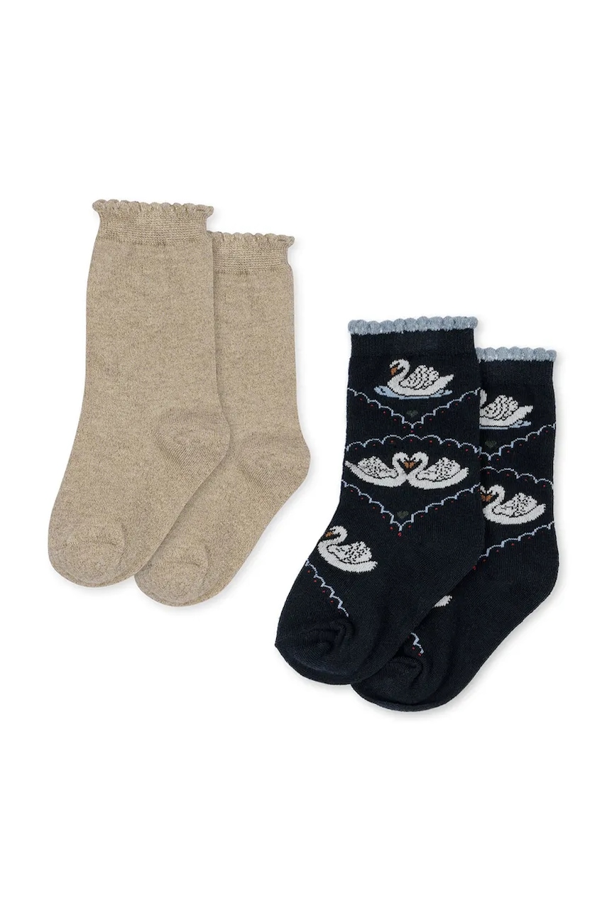 Konges Sløjd  ponožky detské 2 PACK JACQUARD SWAN SOCKS 2-pak