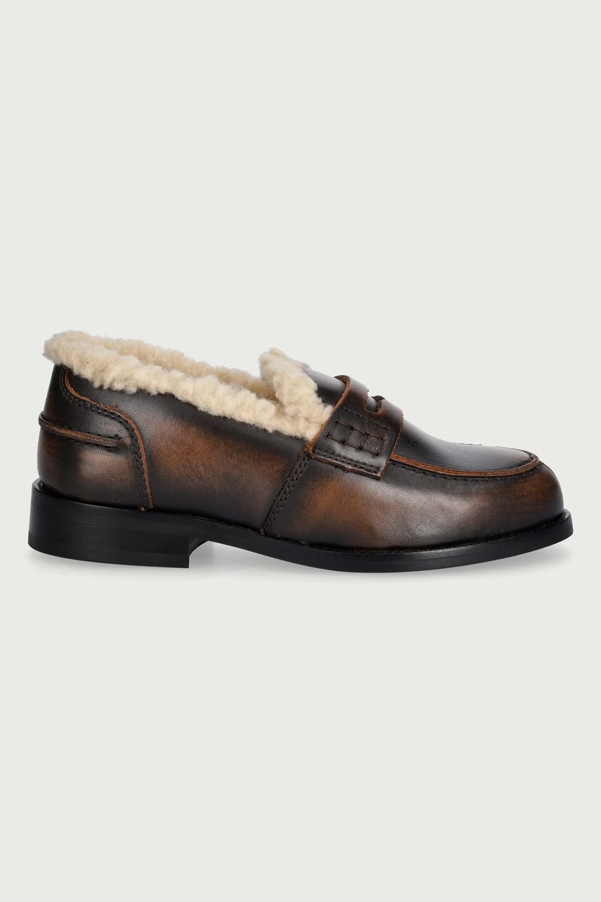 Posa  лоуфъри дамски от кожа Penny Fur Loafer