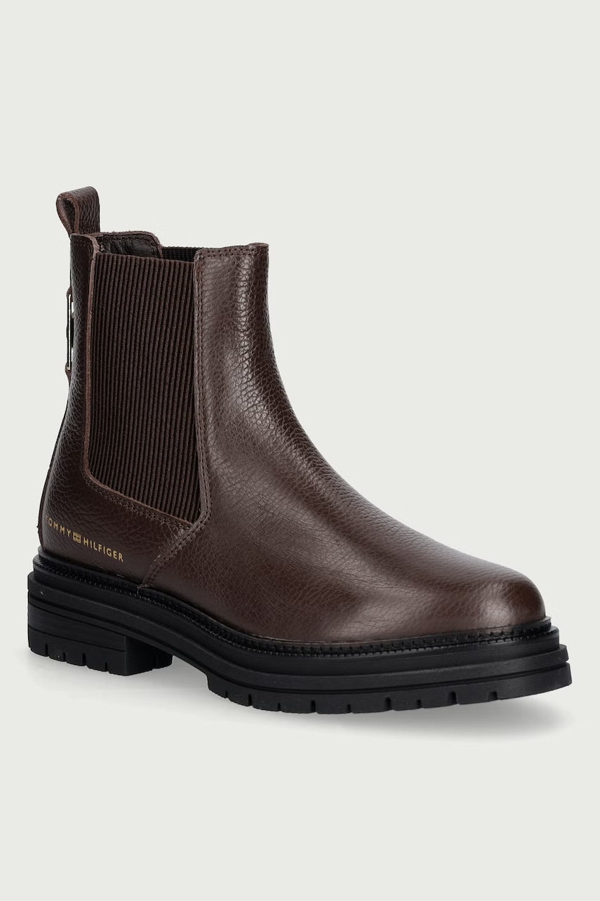 Tommy Hilfiger ghete scurte de damă din piele TH EMBOSS GRAIN LEATHER CHELSEA