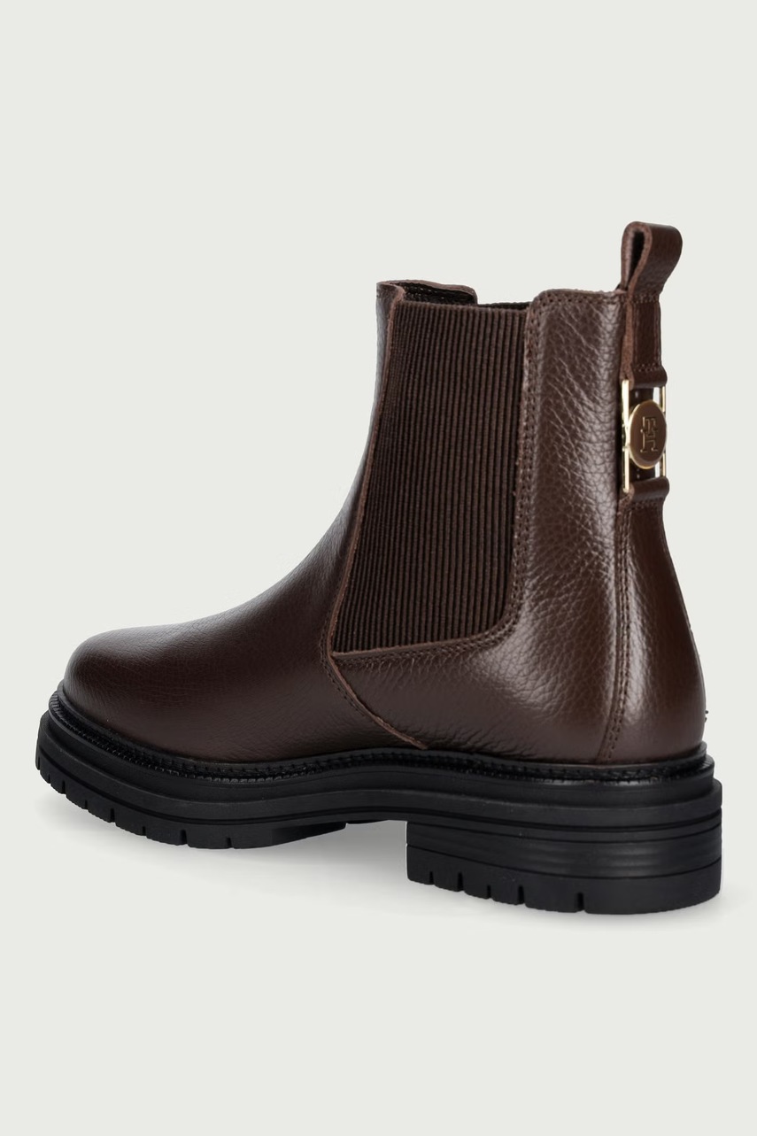 Tommy Hilfiger Tommy Hilfiger μπότες τσέλσι γυναικείες δερμάτινες TH EMBOSS GRAIN LEATHER CHELSEA - 3