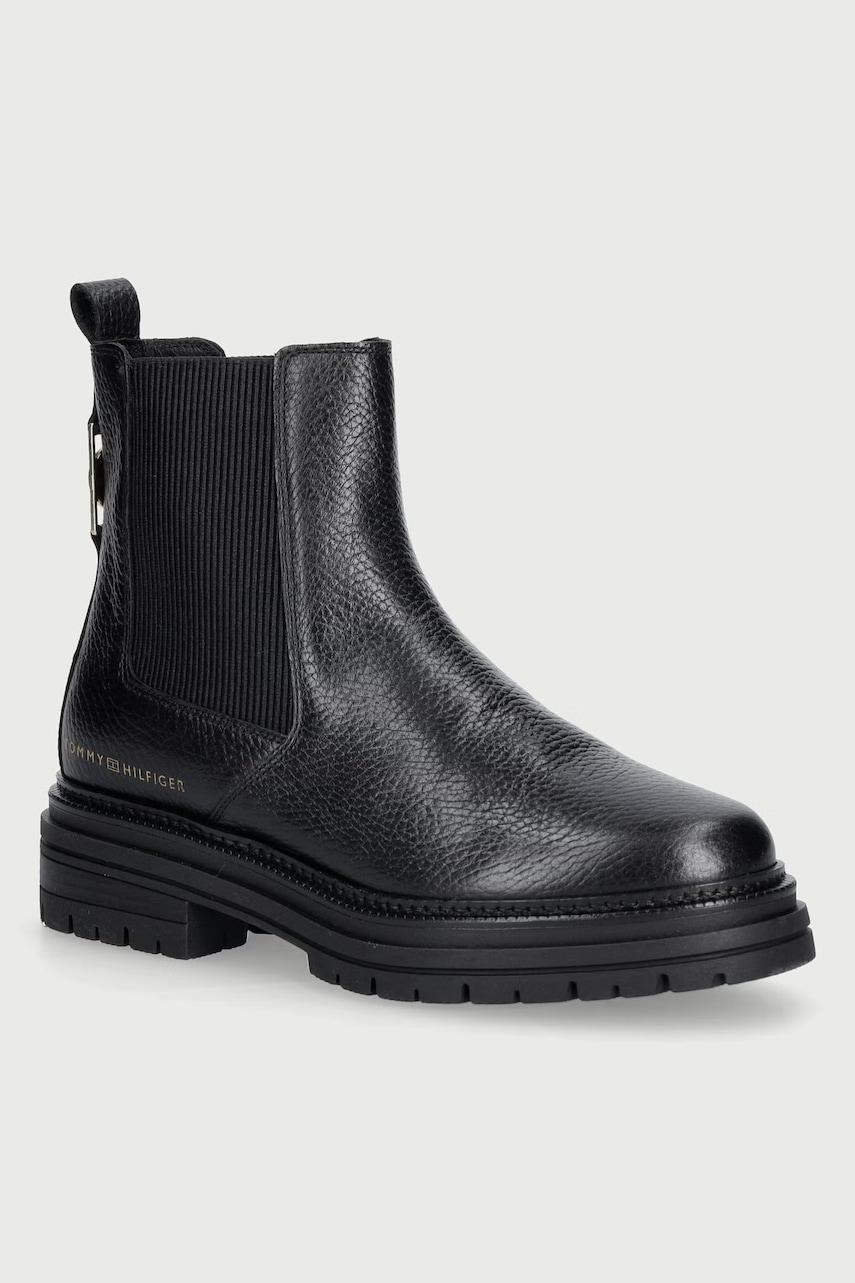 Tommy Hilfiger  ghete scurte pentru femei din piele TH EMBOSS GRAIN LEATHER CHELSEA