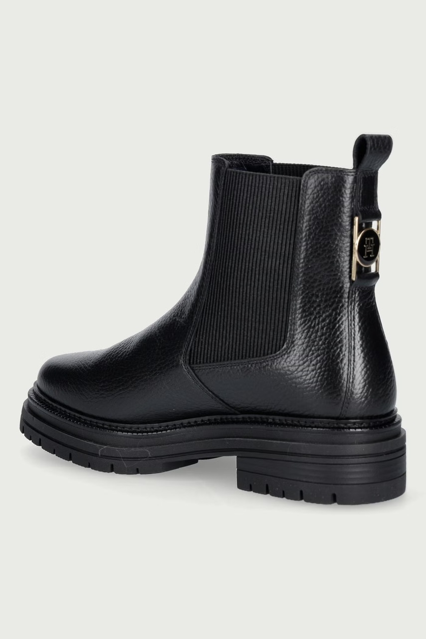 Tommy Hilfiger Tommy Hilfiger μπότες τσέλσι γυναικείες δερμάτινες TH EMBOSS GRAIN LEATHER CHELSEA - 3