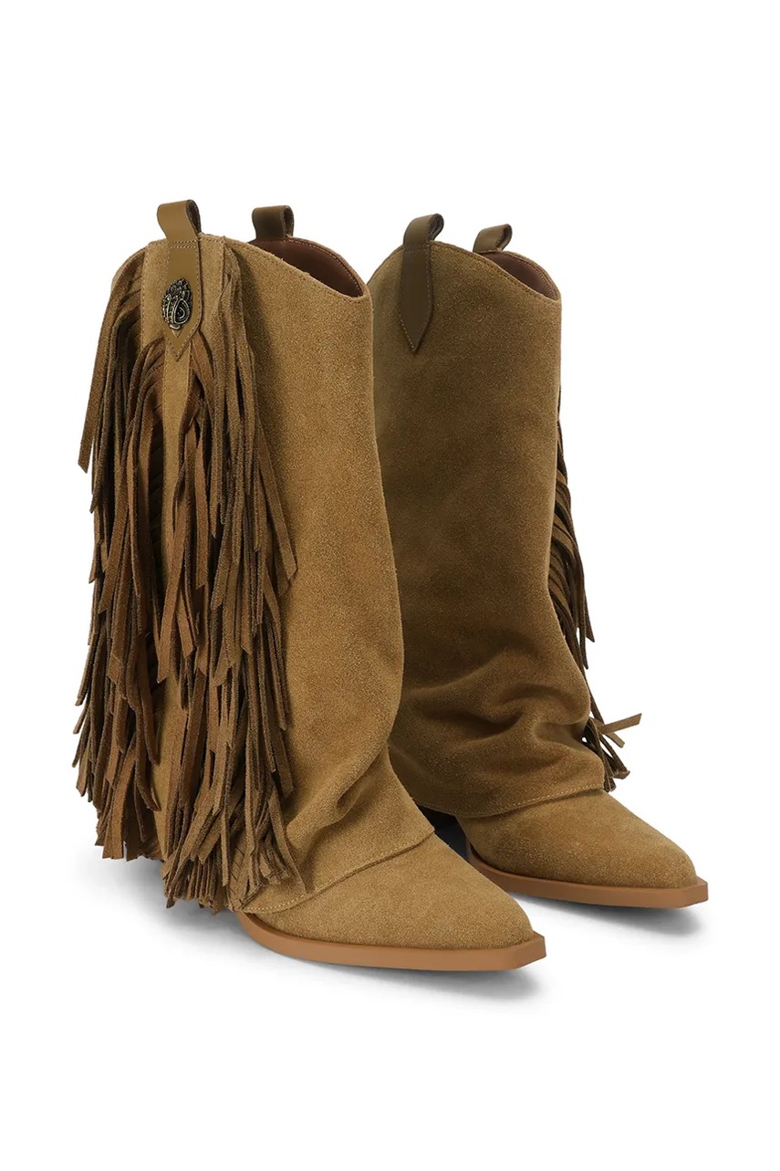 Kurt Geiger London  ботуши под коляното дамски от кожа Albany Fringe Western