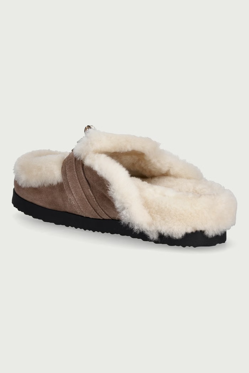 Nokwol Nokwol παντόφλες Γυναικεία δερμάτινες Toby Fur Mushroom Suede - 3