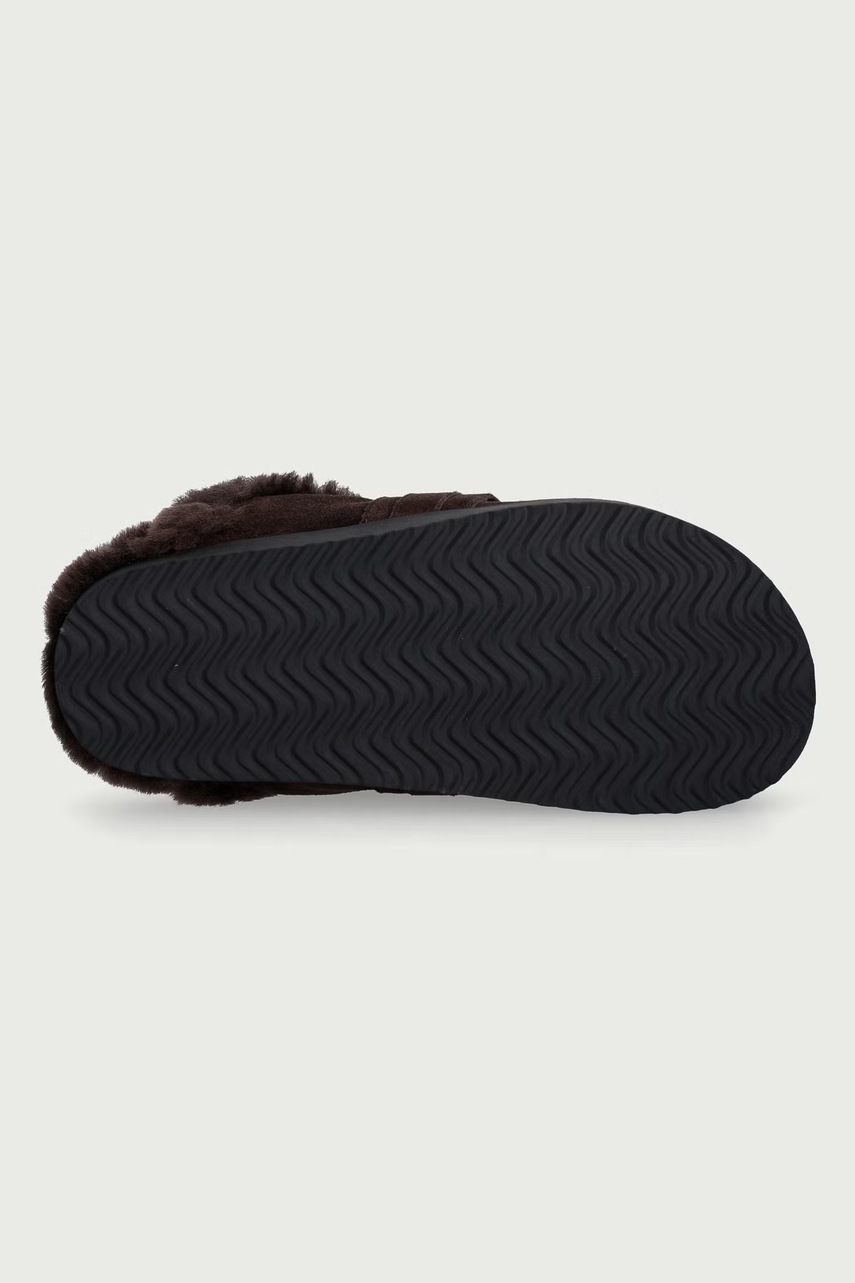Nokwol Nokwol παντόφλες Γυναικεία δερμάτινες Toby Brown Suede Shearling - 5
