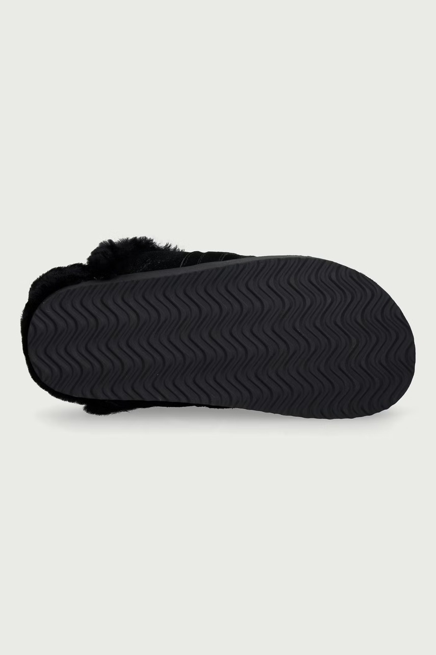 Nokwol Nokwol παντόφλες Γυναικείες δερμάτινες Toby Black Suede Shearling - 5