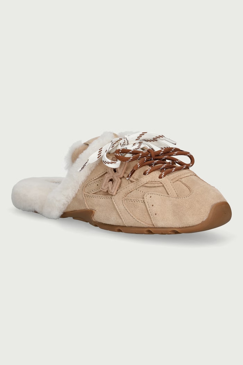 Nokwol  papuče dámske s plyšovým povrchom Atlas Mule Beige Suede