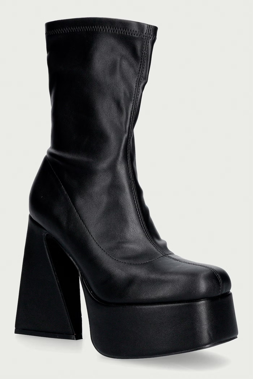 Koi Footwear  členkové čižmy na platforme dámske Rakot Heeled Black Ankle Boots