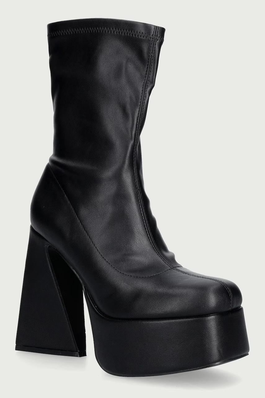 Koi Footwear botki na platformie damskie Rakot Heeled Black Ankle Boots