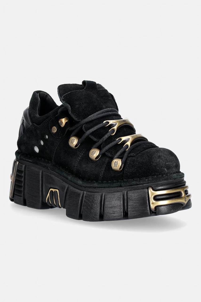 New Rock ANTE NEGRO + IMPERFECT TOWER NEGRO TORNILLOS sneakersy na platformie damskie zamszowe