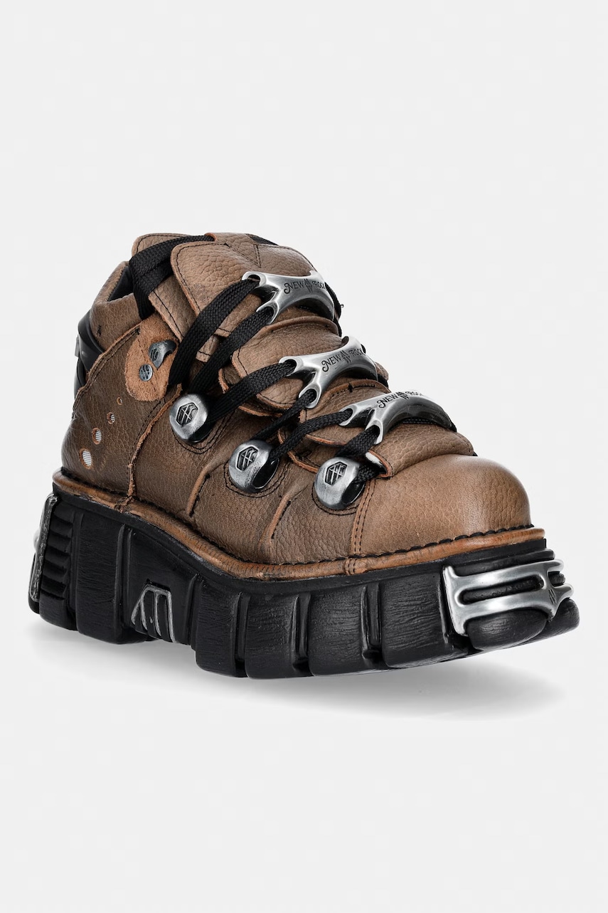 New Rock BUFALO CUERO CERA NEGRA + IMPERFECT TOWER NEGRO TORNILLOS buty damskie skórzane