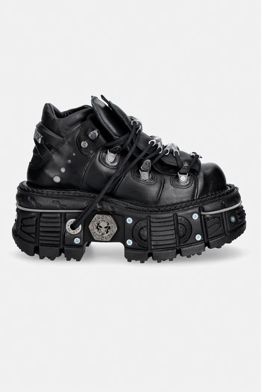 New Rock ITALI NEGRO, TERNERA NEGRO, PULIK NEGRO sneakers γυναικεία δερμάτινα